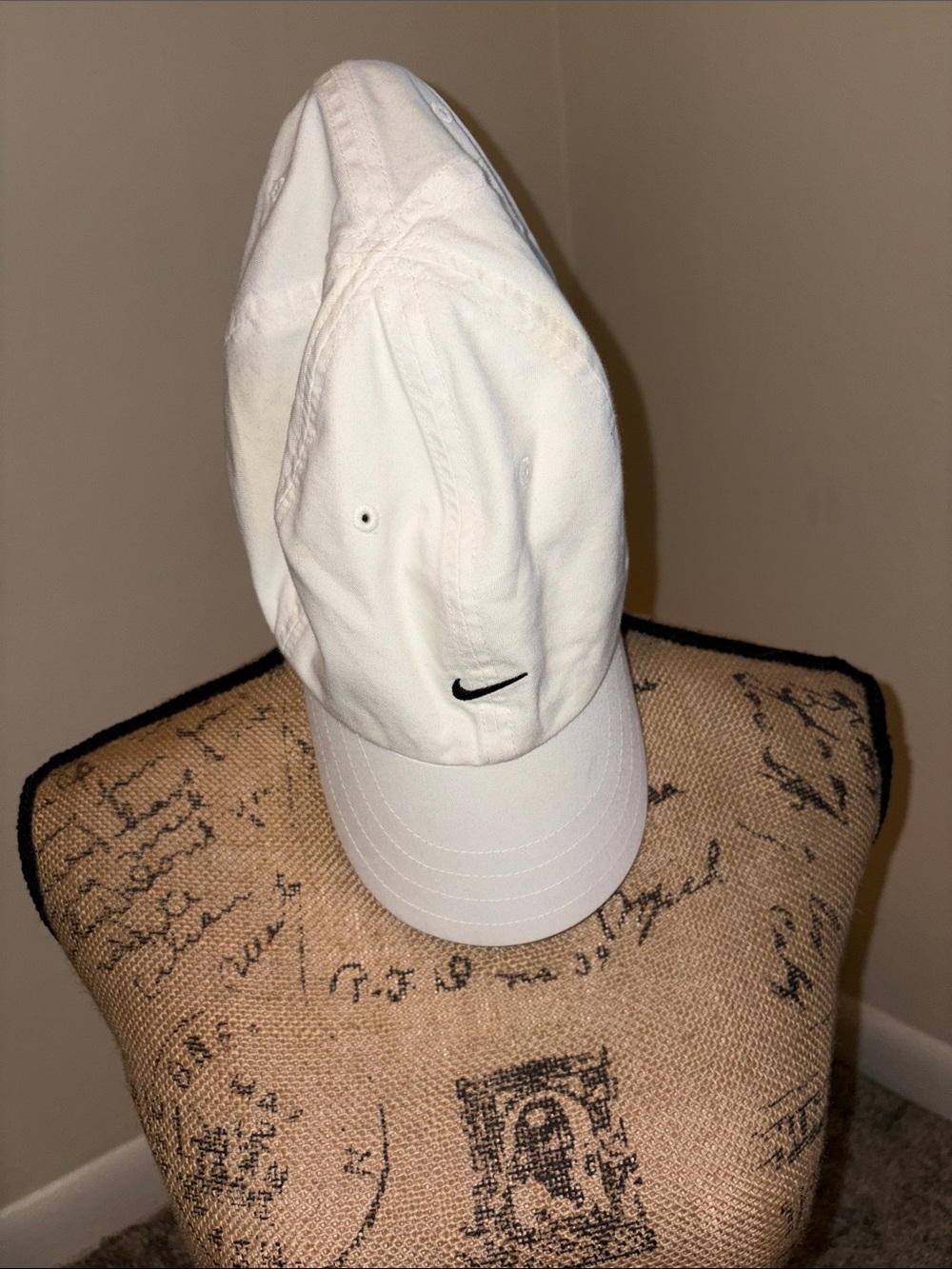 Nike White Cap with Black Swoosh Accent